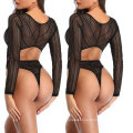 OEM China Factory Black Jumpsuit Sexy Women Clothing Bodycon Stretchy Onesie Shorts Sexy Rompers Adult Translucent Bodysuit